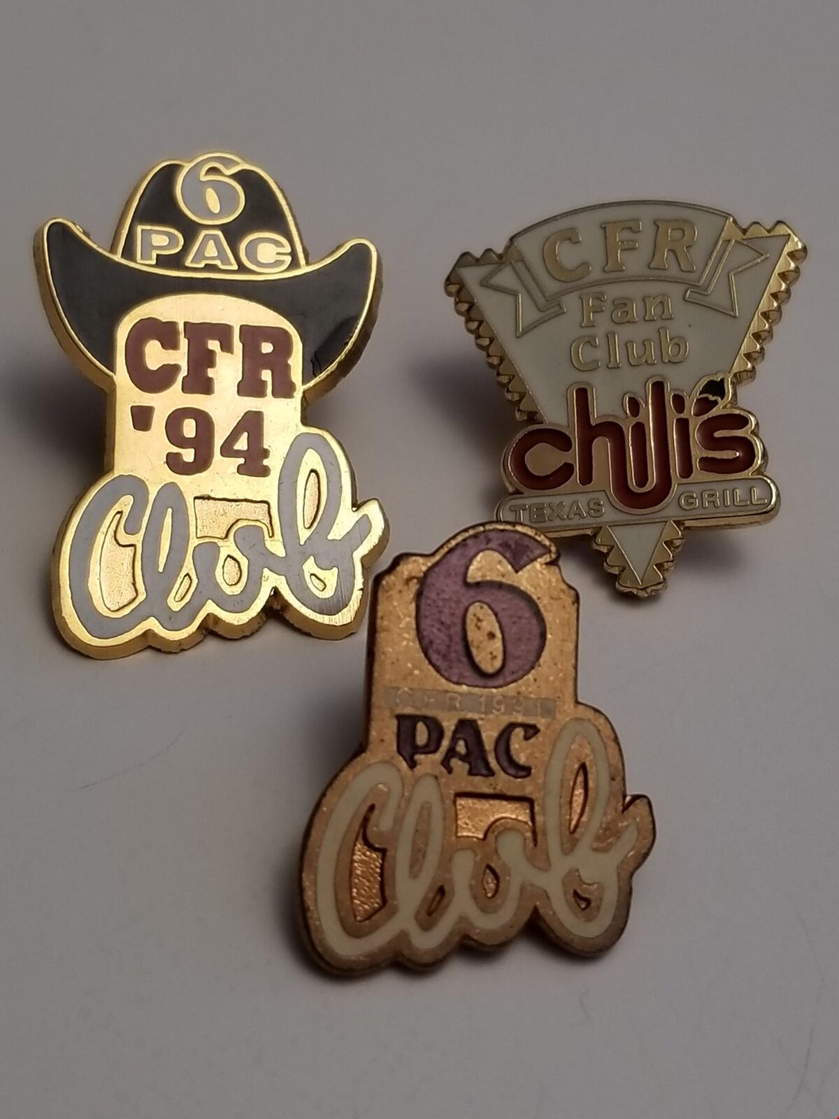 CFR 6 Pac Club Chili\'s Canadian Finals Rodeo Lot of 3 Lapel Pins 1965