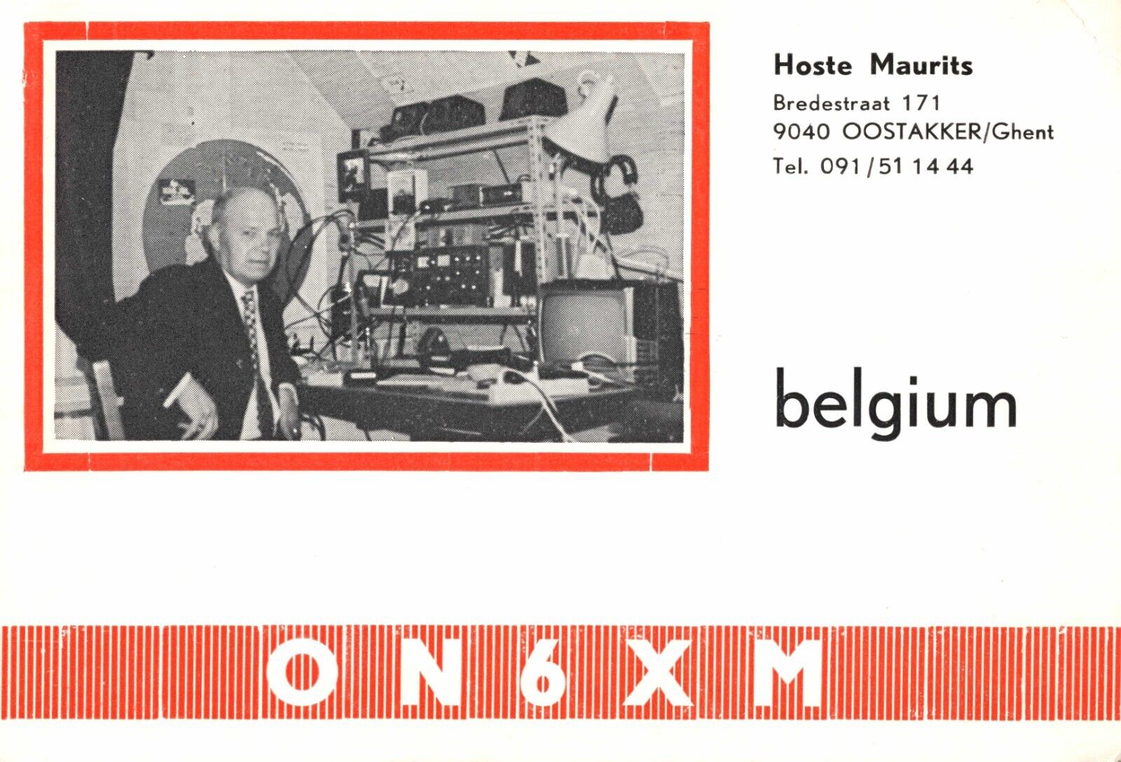 Hoste Maurits Belgium Amateur Ham Radio Equipment Vintage QSL Card Postcard Size