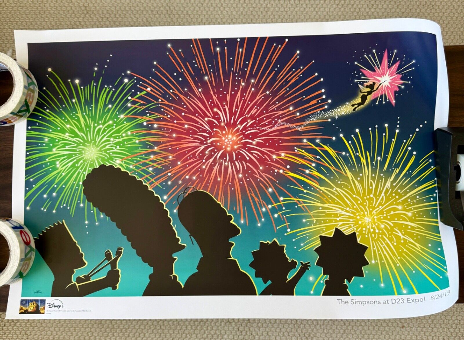 Disney D23 Expo 2019 Simpsons Lithograph, Print, Fireworks, HTF
