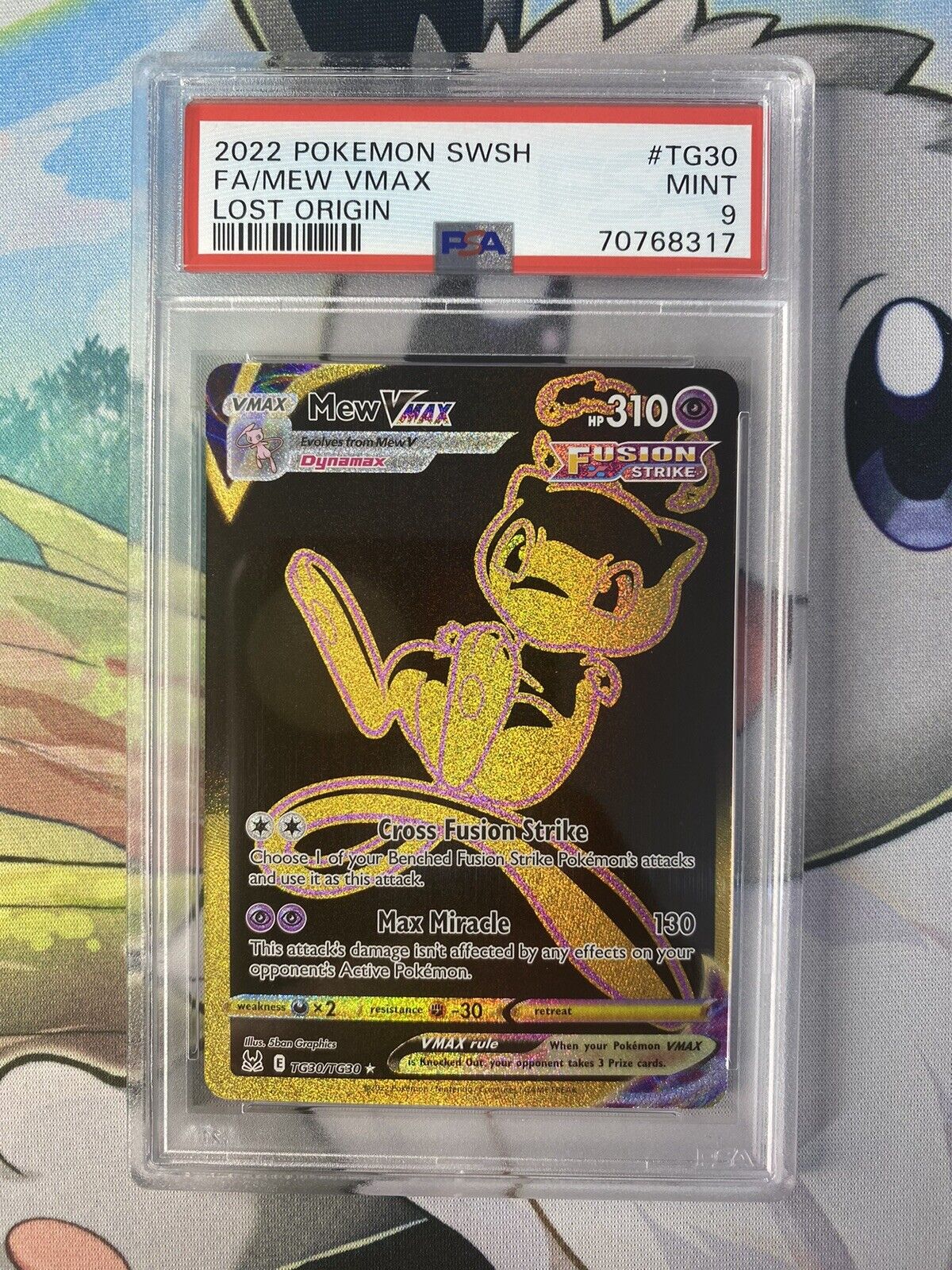 Mew VMAX PSA 9 Pokemon Card Full Art Rare Holo TG30 Lost Origin MINT