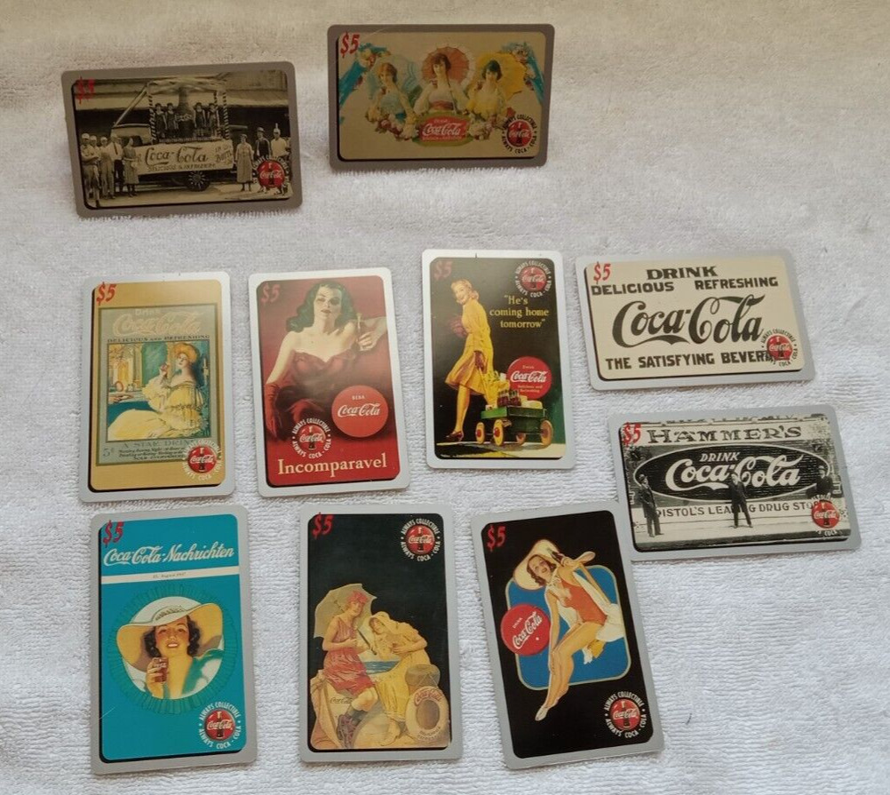 Vintage COCA COLA 1995 $5.00 Lot of 10 Collectable Phone Cards Sprint NOS