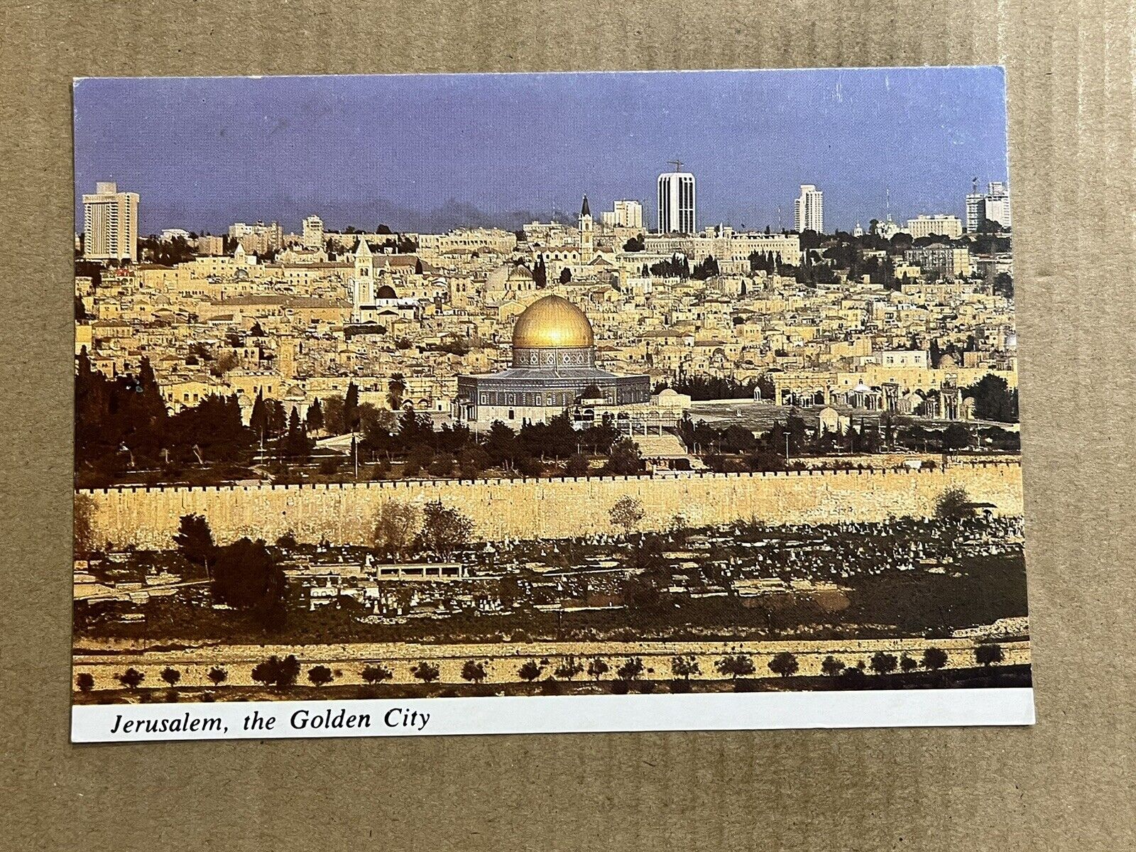Postcard Israel Jerusalem Old City View From Mount Of Olives Vintage PC