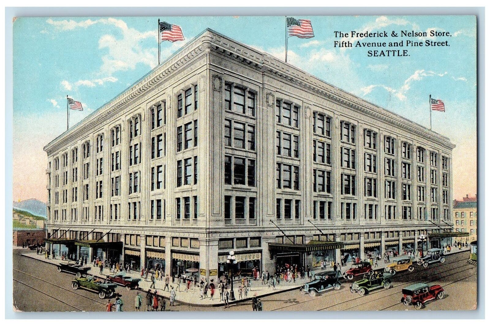 c1920s The Frederick & Nelson Store Fifth Avenue & Pine St. Seattle WA Postcard