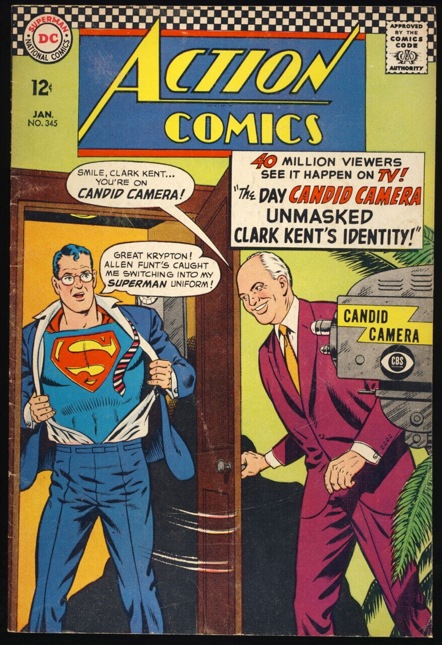ACTION COMICS #345 1967 FN ALLEN FUNT CANDID CAMERA c/s SUPERMAN Supergirl