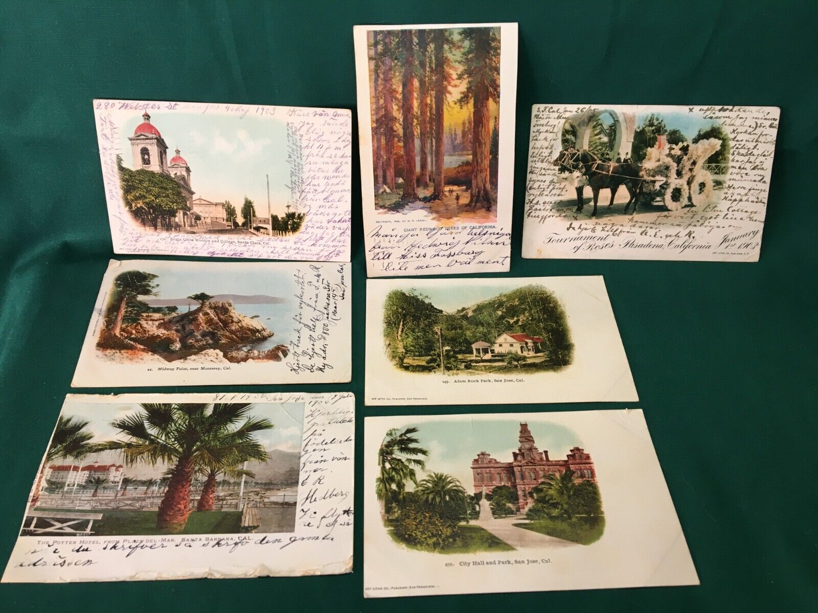 Lot of 7 Antique Postcards CALIFORNIA Various Towns Posted/Unposted 1903-1905