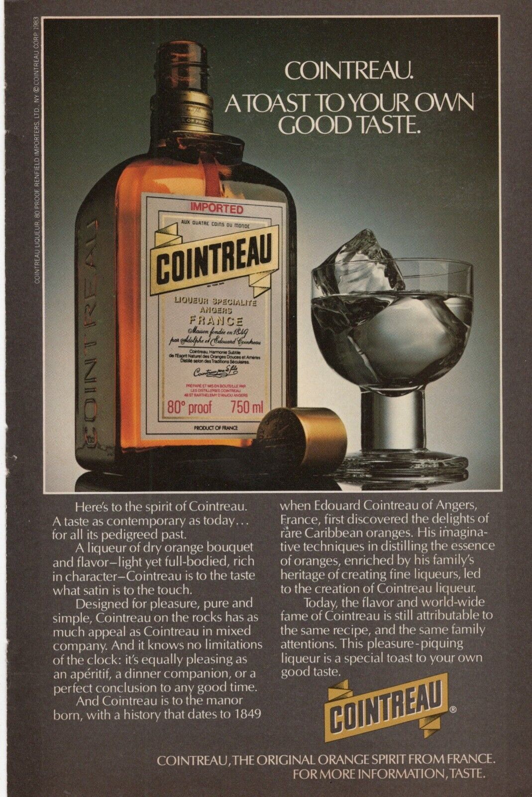 COINTREAU Sept. 1983 Magazine Print Ad: \