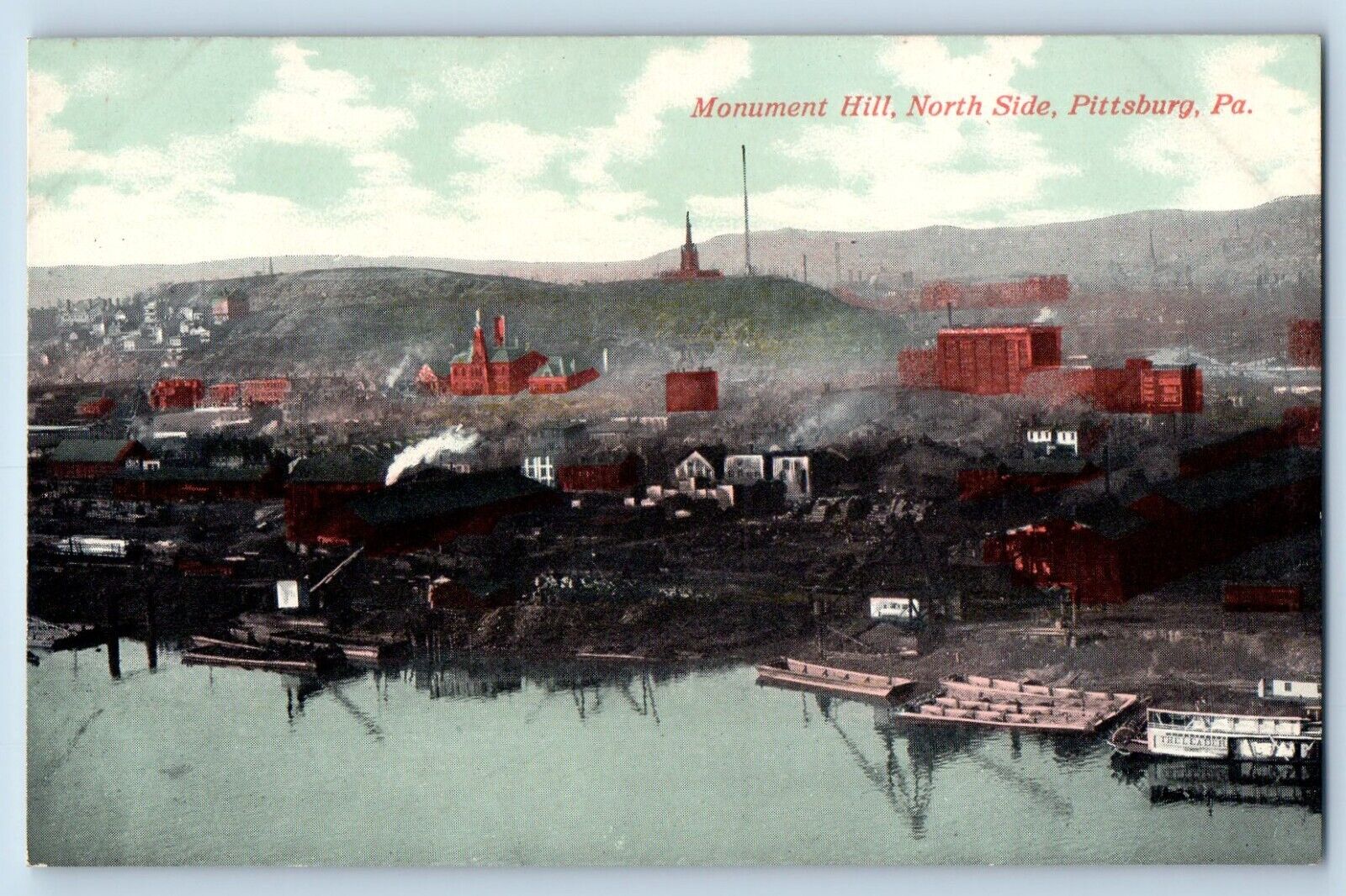 Pittsburg Pennsylvania PA Postcard Monument Hill North Side Birds Eye View 1910