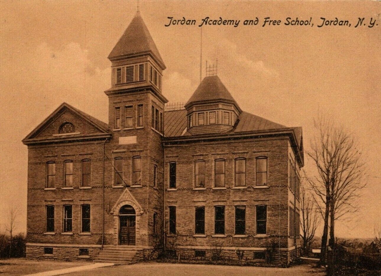 Jordan New York Elbridge NY Jordan Academy and Free School Old Vtg 1909 Postcard