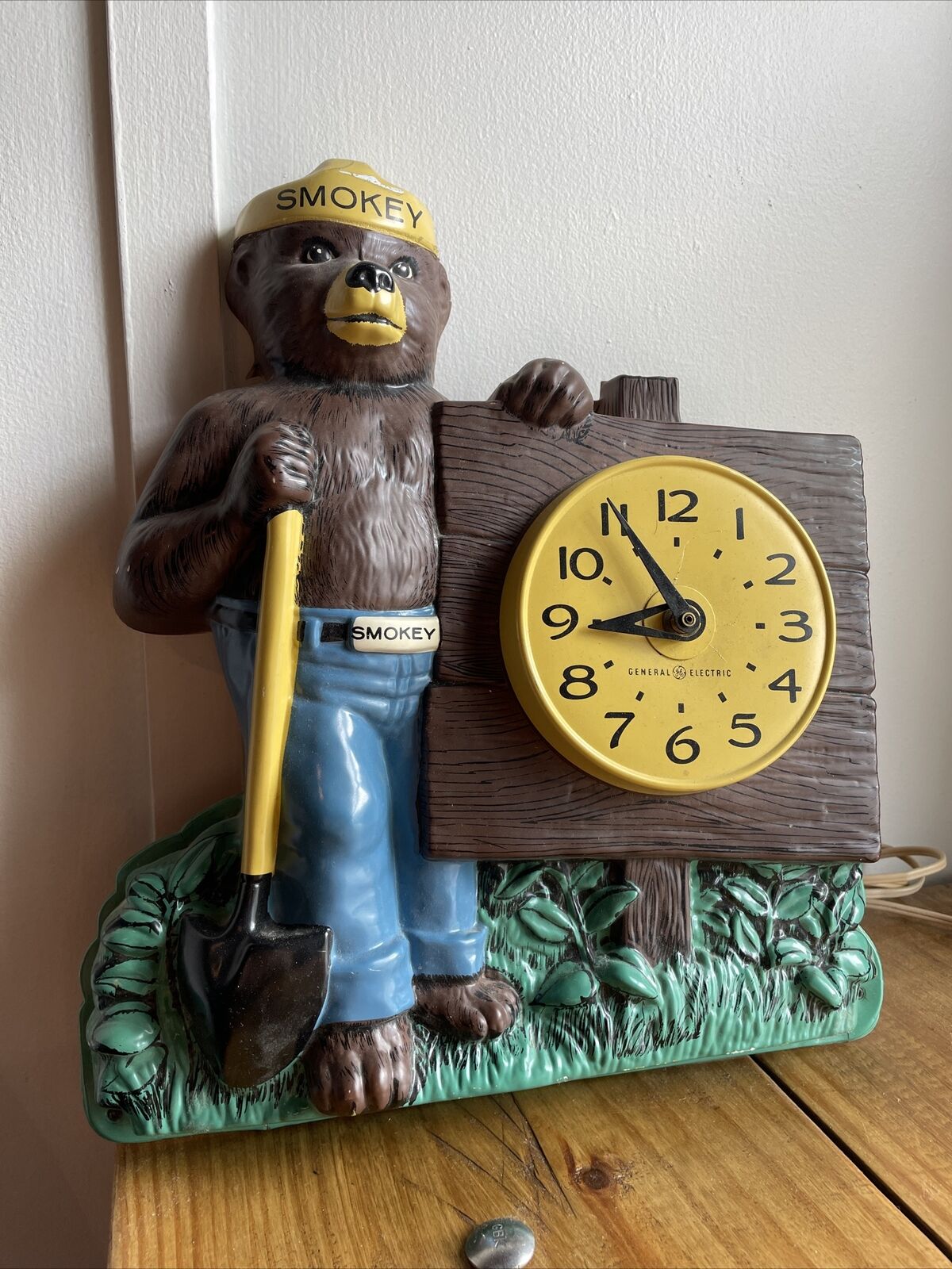 Vintage Smokey The Bear General Electric Clock - 1950s