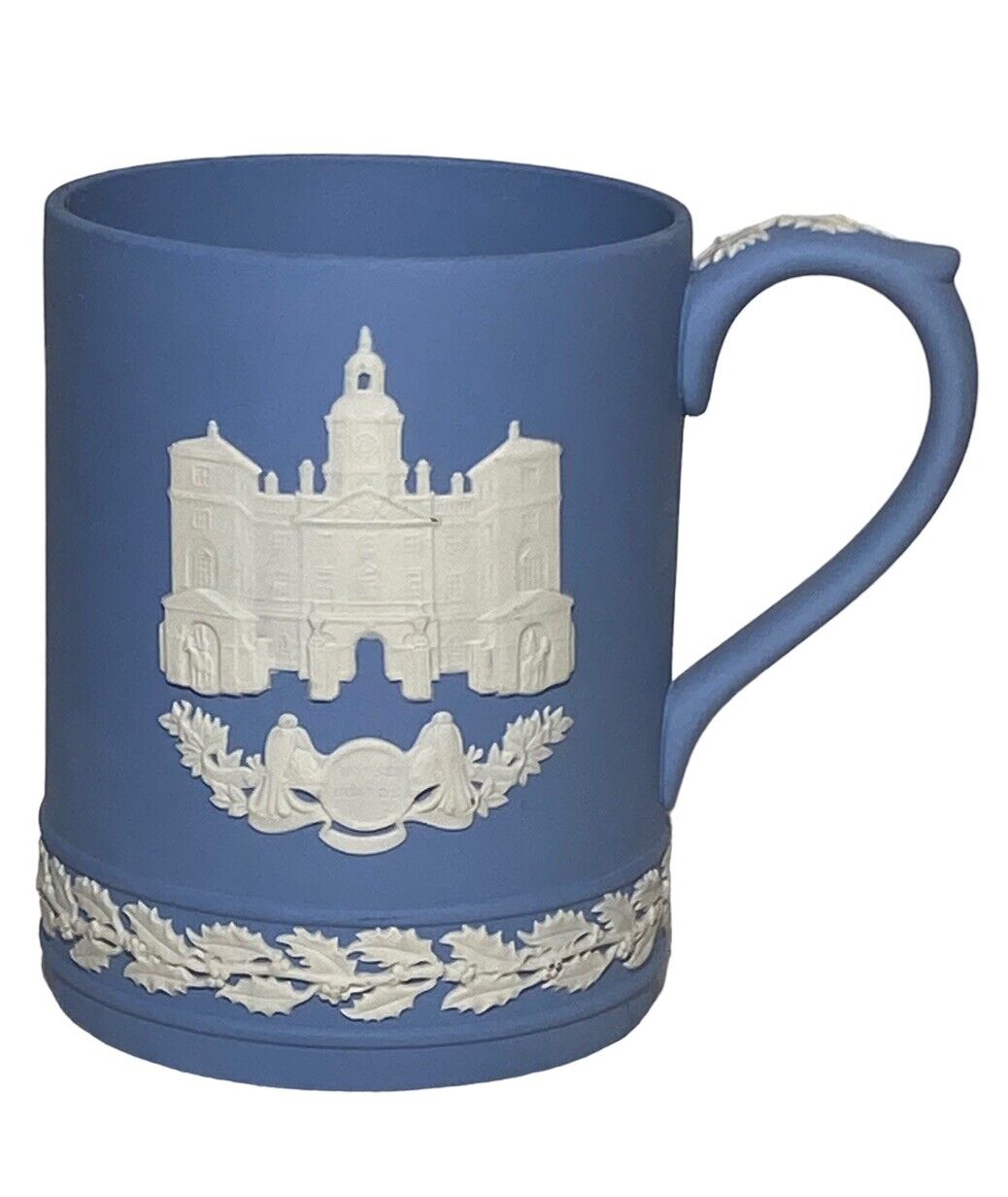 Vintage 1978 Wedgwood Christmas Mug Blue Jasperware Horse Guards