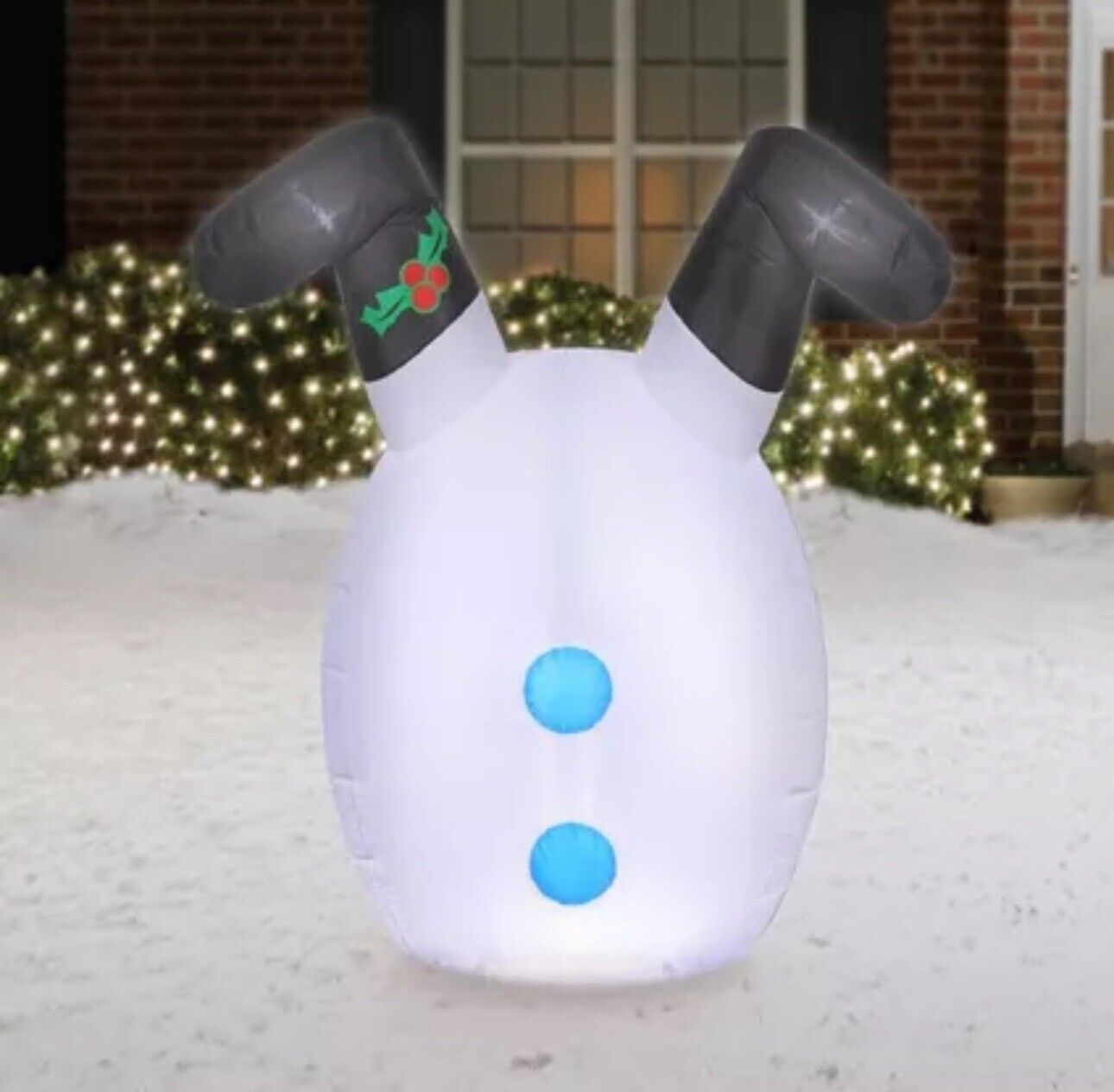 Snowman Legs Christmas Airblown Inflatable Holiday Light Up Yard Decor 3.5 feet