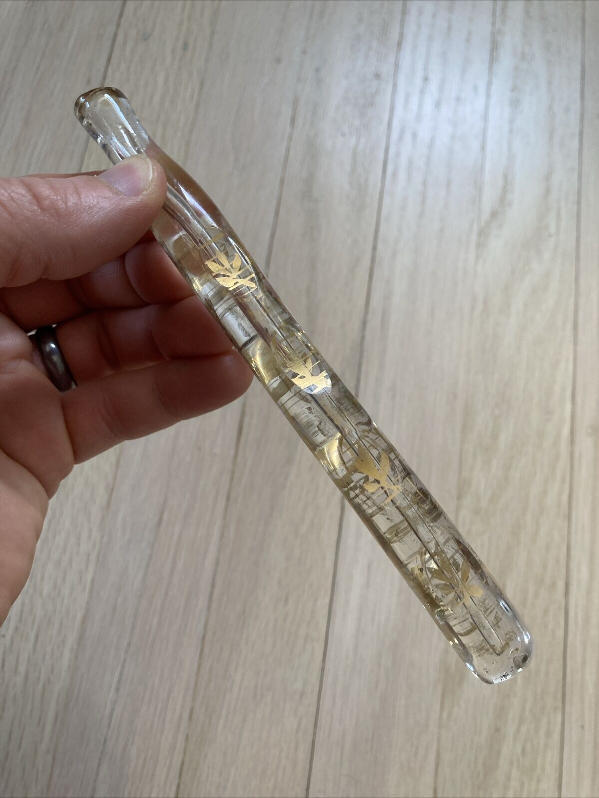 Vintage Ornate Glass Perfume Vial/Flask Gold Design Georgian Tear Catcher