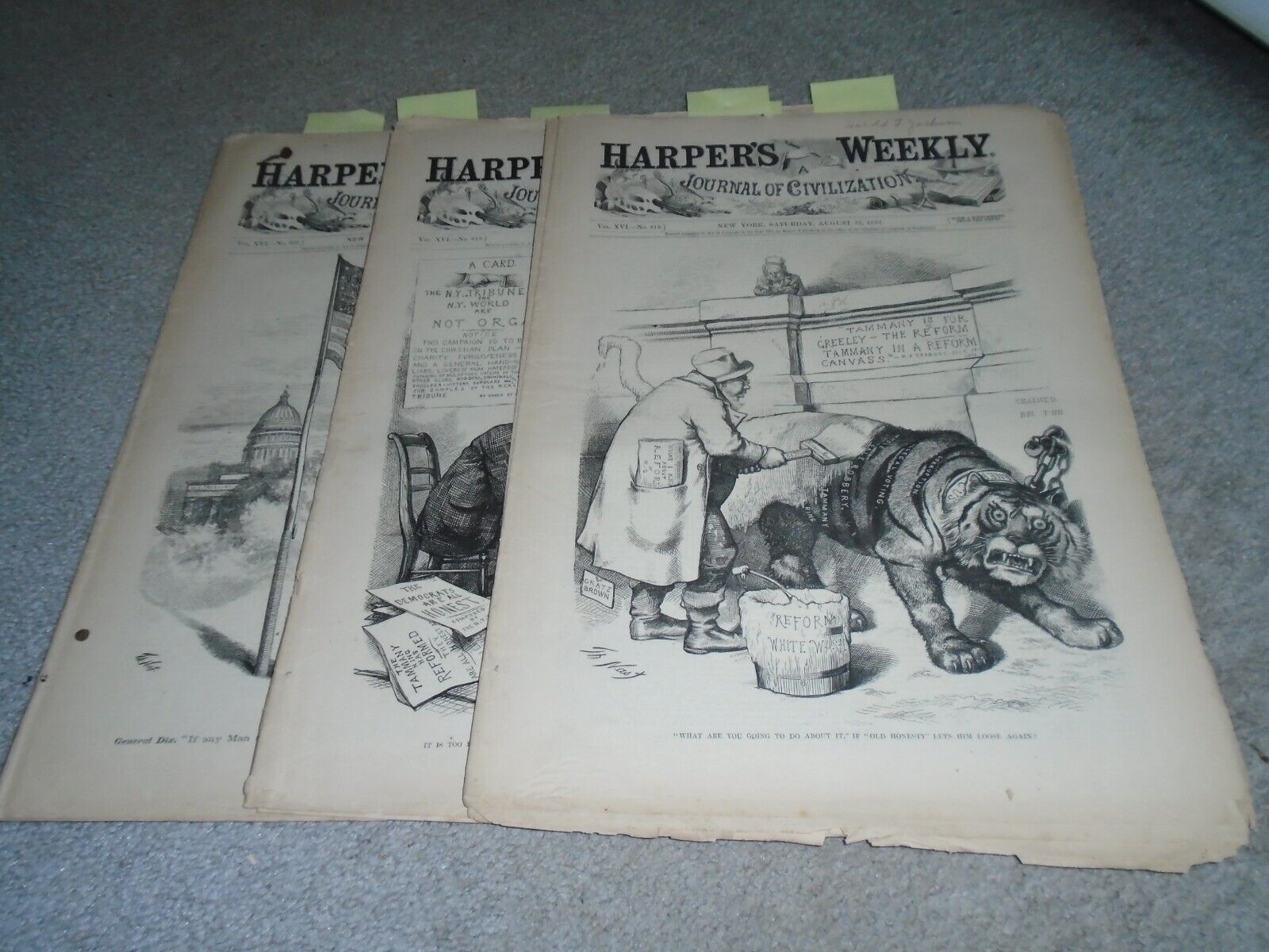 3 Issue Harper\'s Weekly Aug Sept Andersonville Prison Nast Dore Wreck Metis 1872