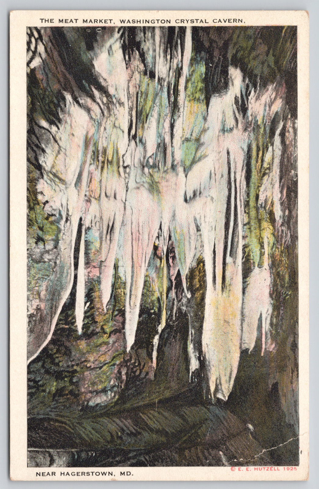 Postcard Hagerstown, Maryland, The Meat Market Washington Crystal Cavern A665