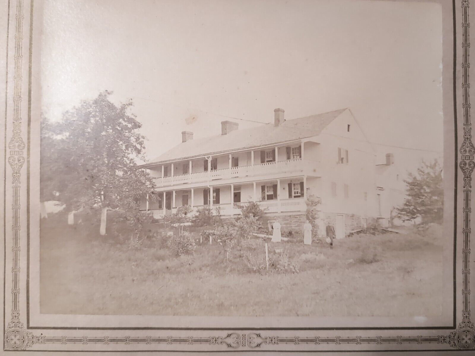 Antique House Photograph Albumen American Large House 19th Century