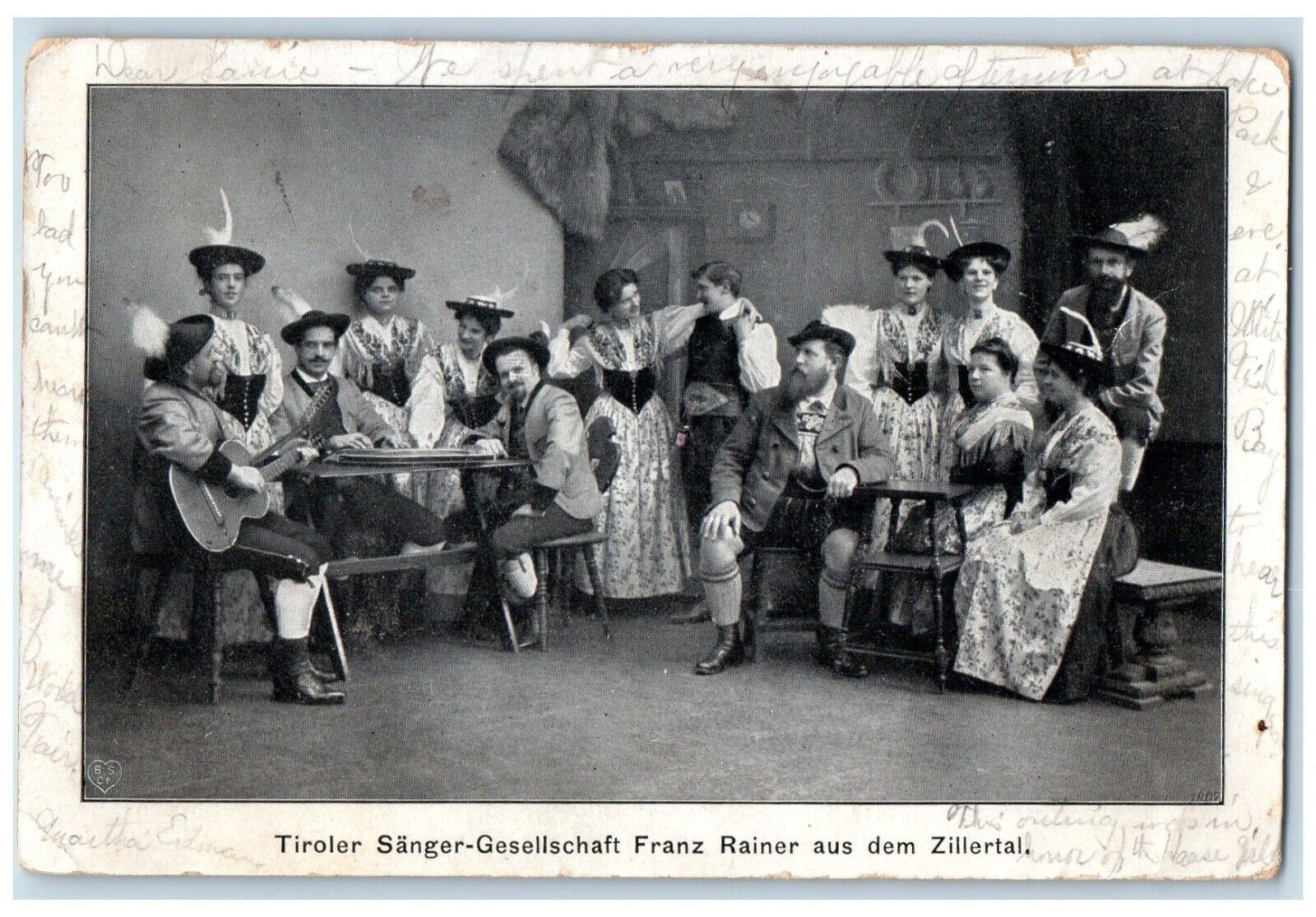 1908 Tyrolean Singer Society German White Fish Bay Milwaukee WI Antique Postcard