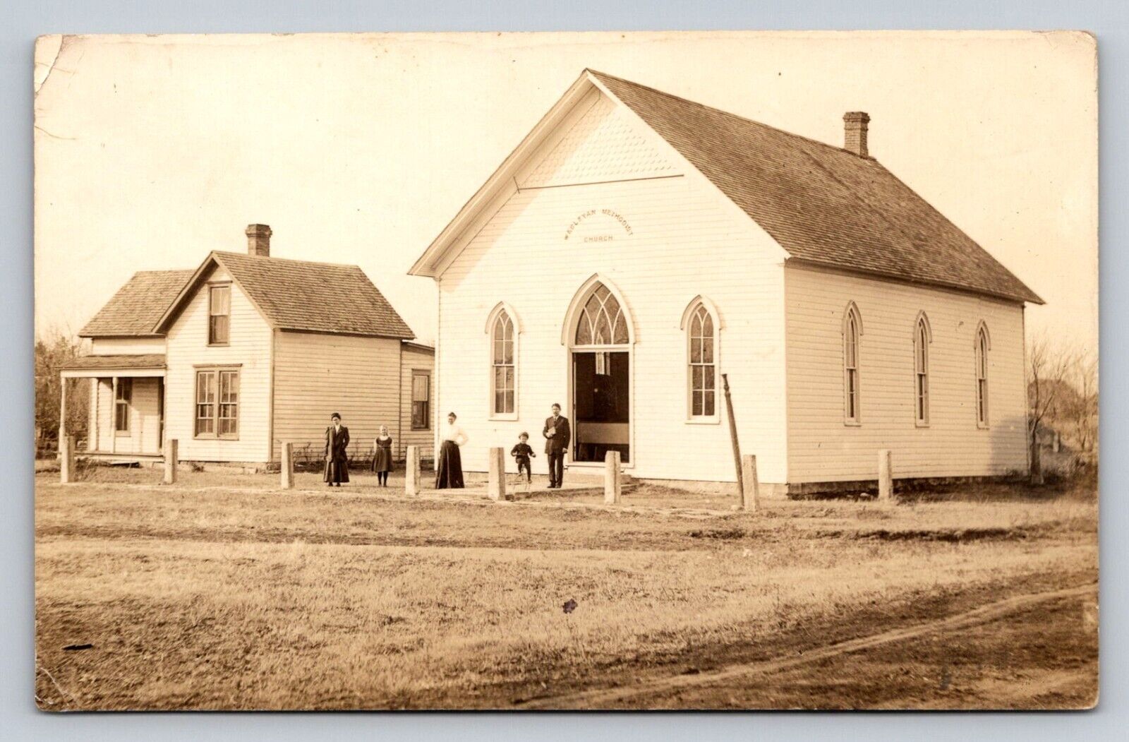 RPPC Wesleyan Methodist Church People Smith Center Kansas Real Photo P281A