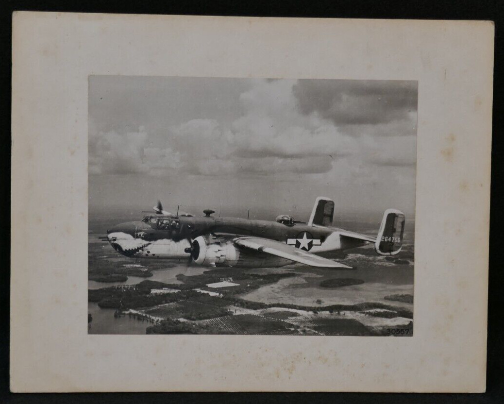 WW2 AAF B-25G Mitchell Bomber SN 42-64758 Shark Maritime Paint Glossy Photograph