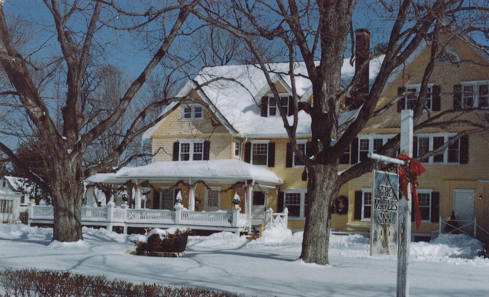 The Maples Inn at Winter at New Canaan, Connecticut CT vintage unposted