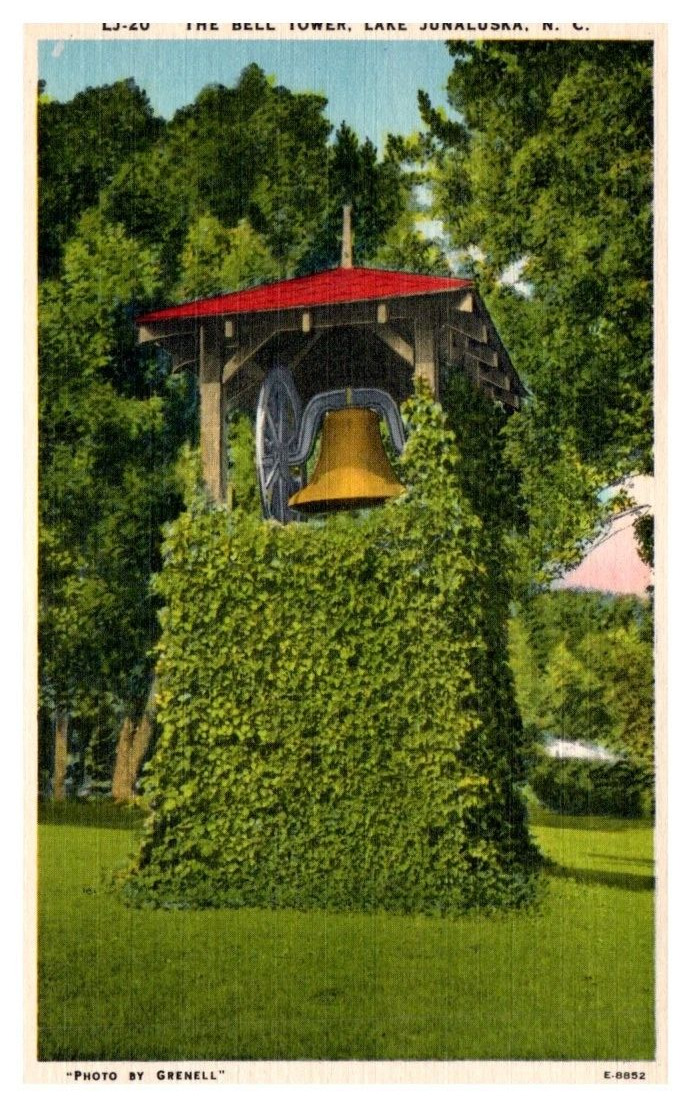 THE BELL TOWER Lake Junaluska NC linen - Postcard