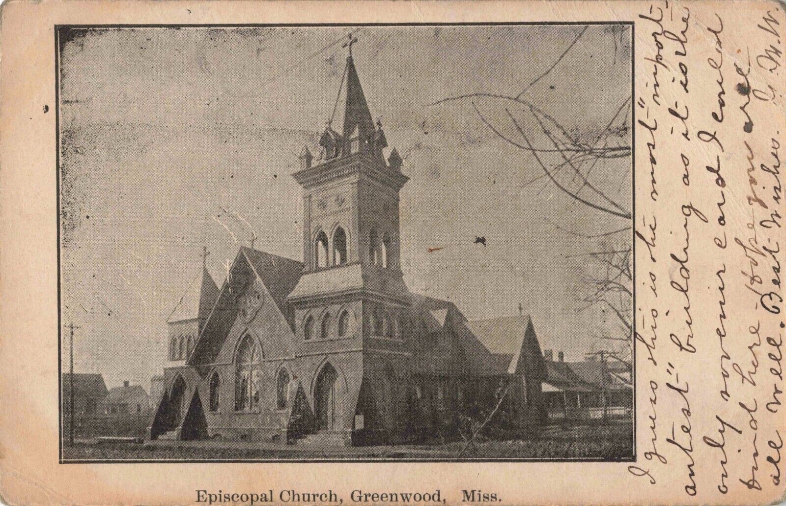 Episcopal Church Greenwood Mississippi MS c1905 Postcard