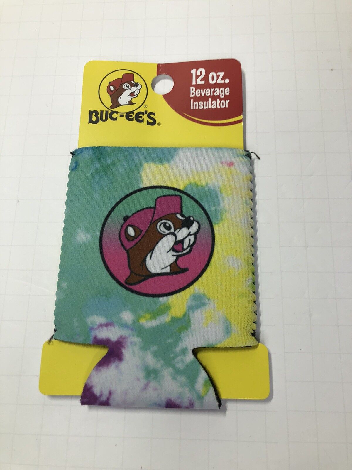 Buc-ee\'s Travel Center Tie Dye Can Beverage Insulator New Bucky Beaver Logo 12oz