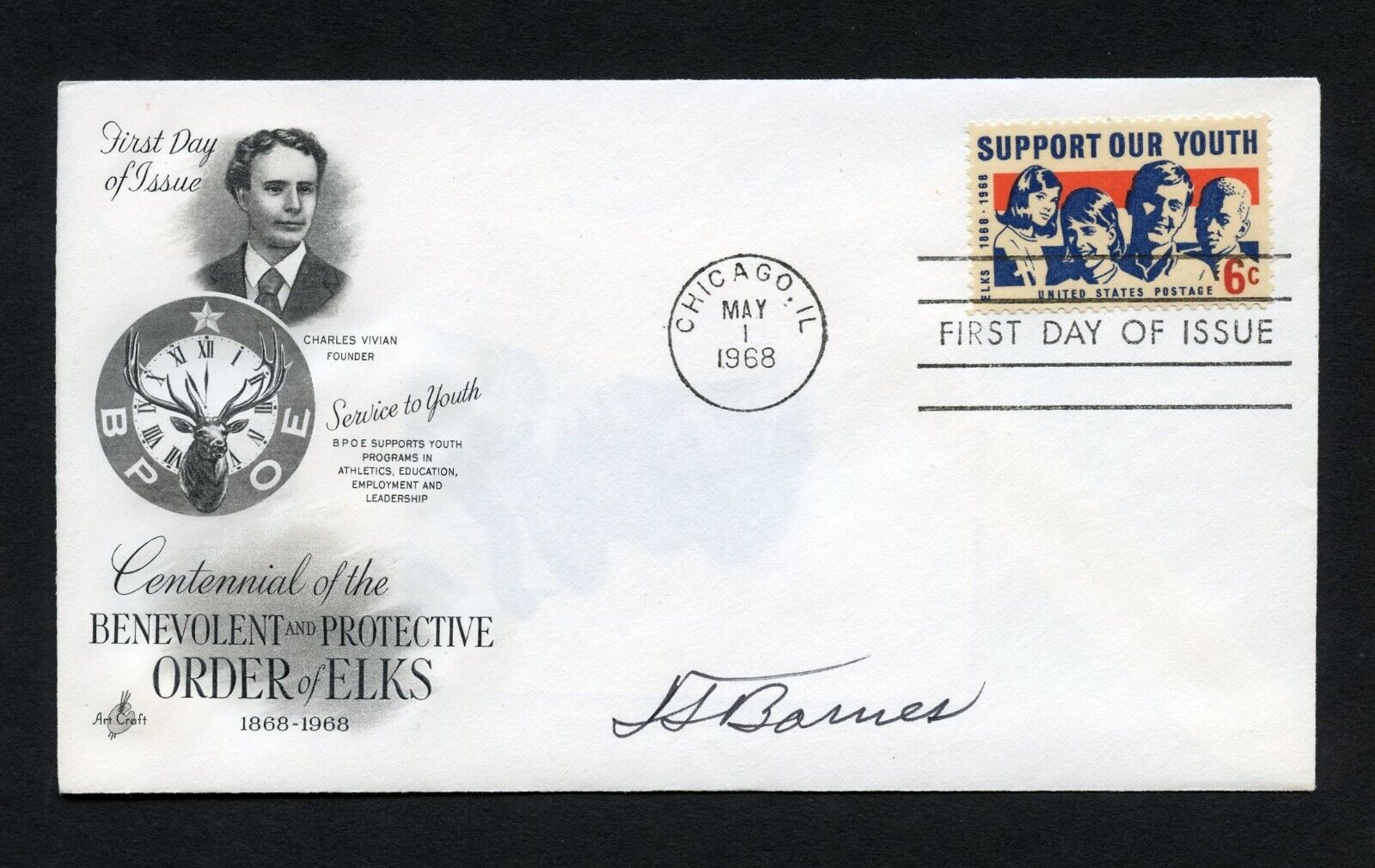 Truman S. Barnes signed autograph auto First Day Cover WWII Ace USAAF