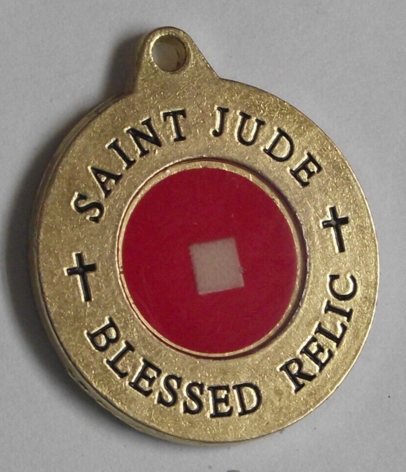 Gold tone St Saint Jude blessed relic pendant medal patron of hopeless cases