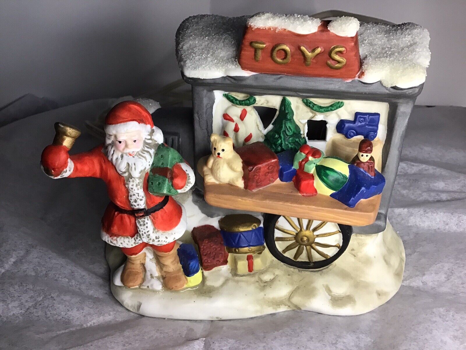 Russ Old Fashioned Christmas Porcelain Collection Electric santa/wagon.