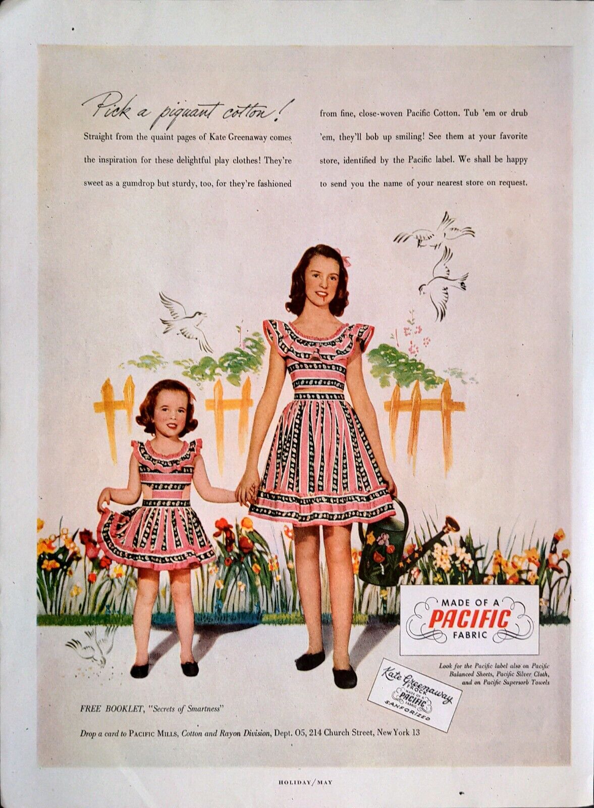 1948 PACIFIC MILLS Cotton Rayon Play Clothes Inspired By Kate Greenaway Print Ad