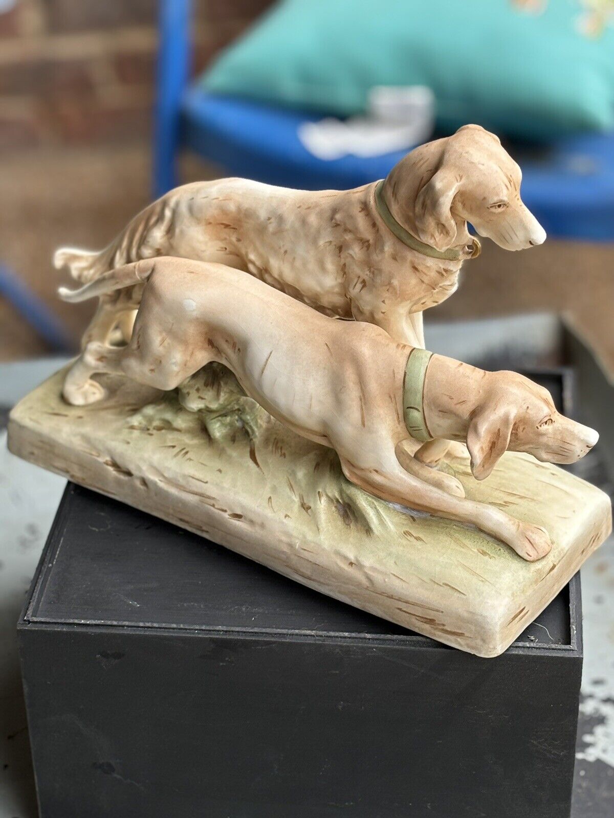 Vintage Royal Dux Porcelain Hunting Dogs Figurine Read Description.  12244 38