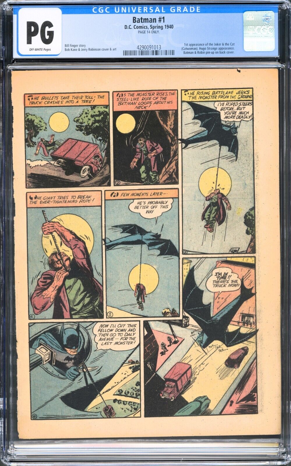 Batman #1 (Page 14 Only 1st App The Joker Catwoman Batplane, more CGC 1940 PG NG