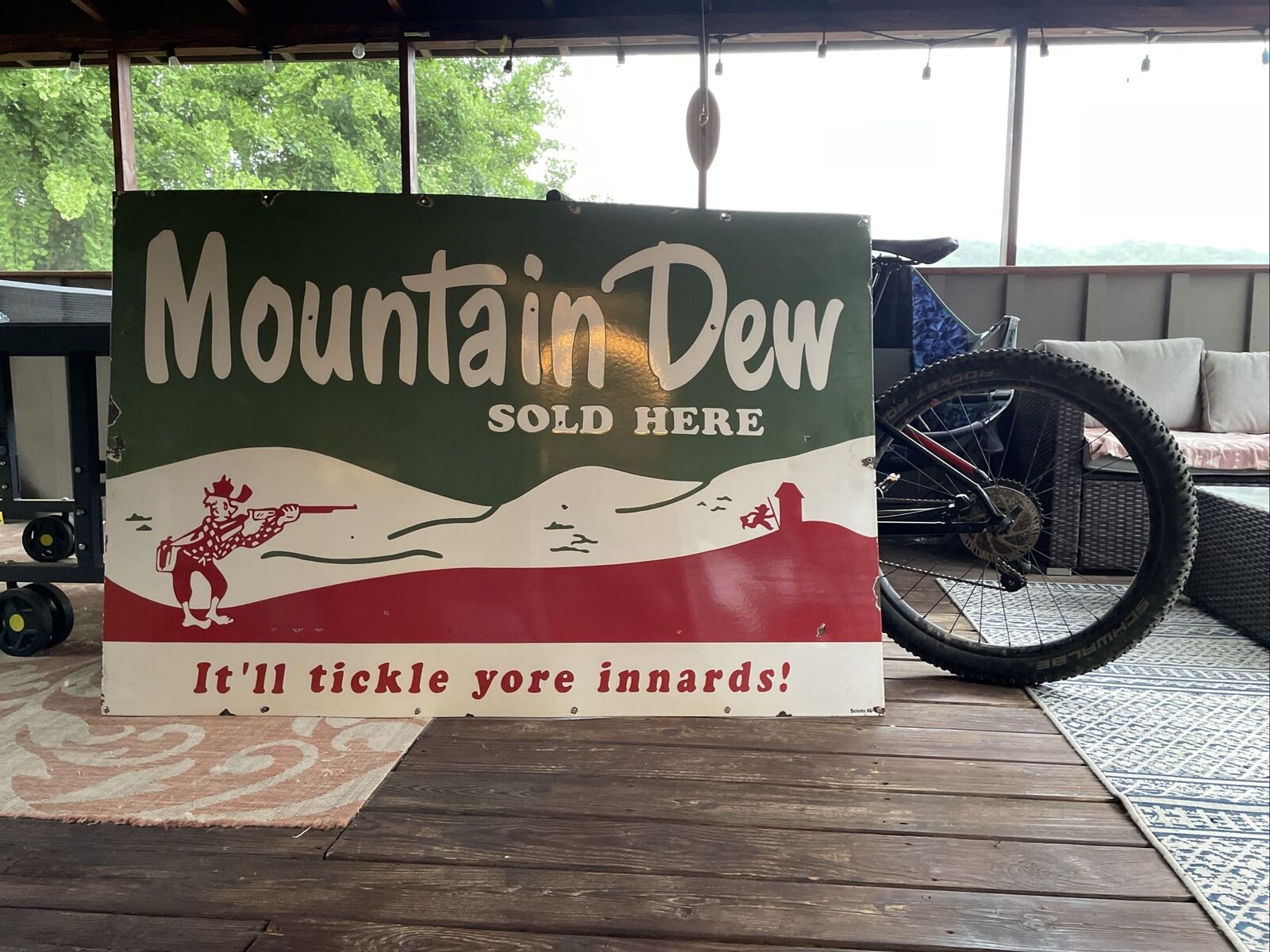 Very Large 1968 Mountain Dew Sign 60” x 40”