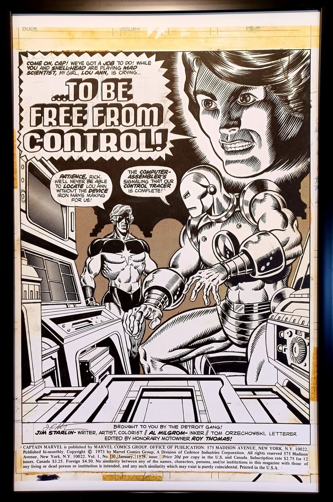 Captain Marvel #30 pg. 1 by Jim Starlin 11x17 FRAMED Original Art Print Comic Po