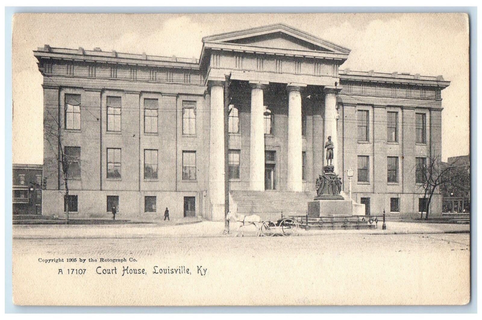 c1905\'s Court House Building Monument Statue Wagon Louisville Kentucky Postcard