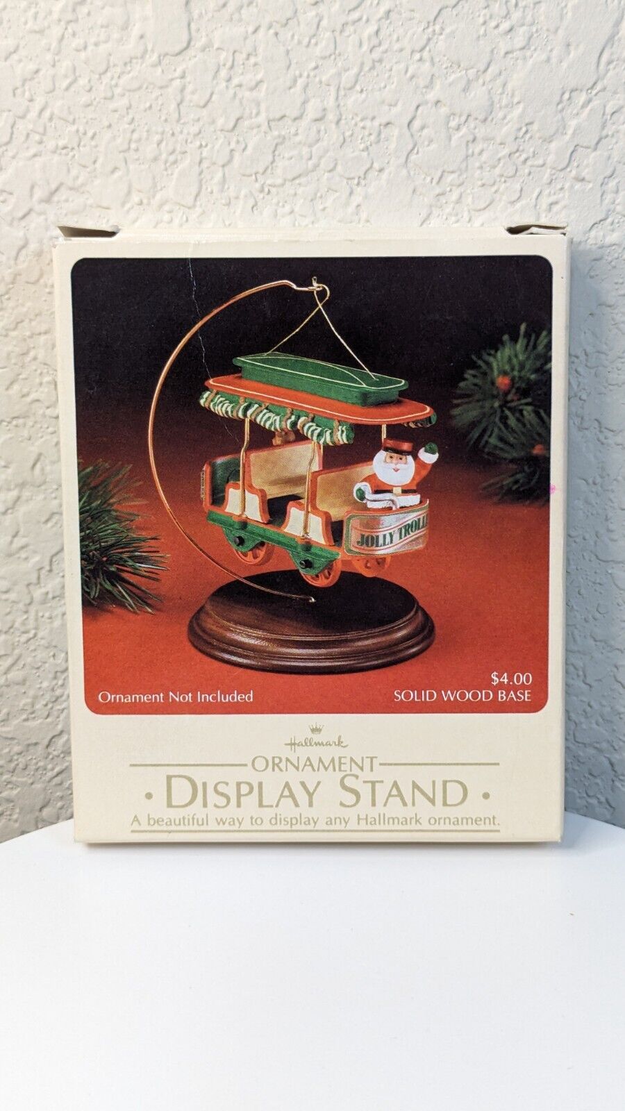 Vintage 1980\'s Hallmark Wood Base Hanging Ornament Display Stand