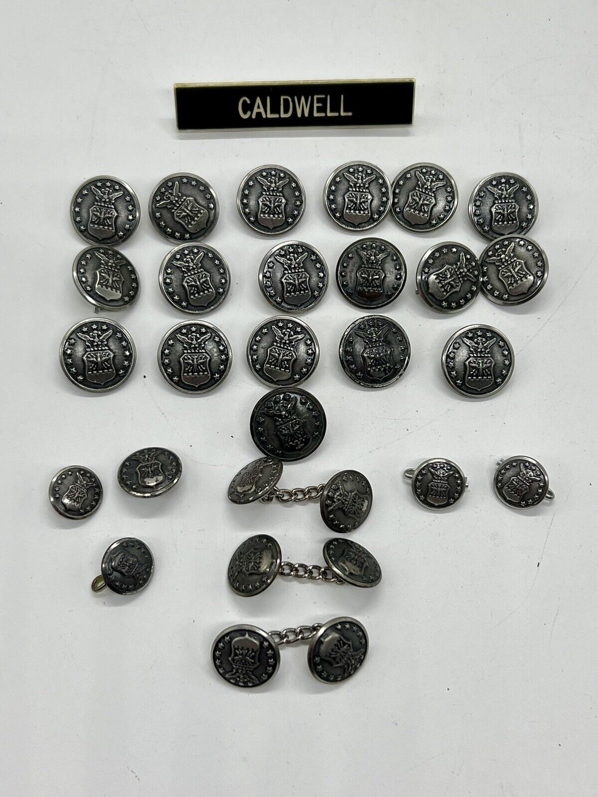 29 Waterbury & Meyer US AIR FORCE WW2 Uniform Buttons & Name Tag
