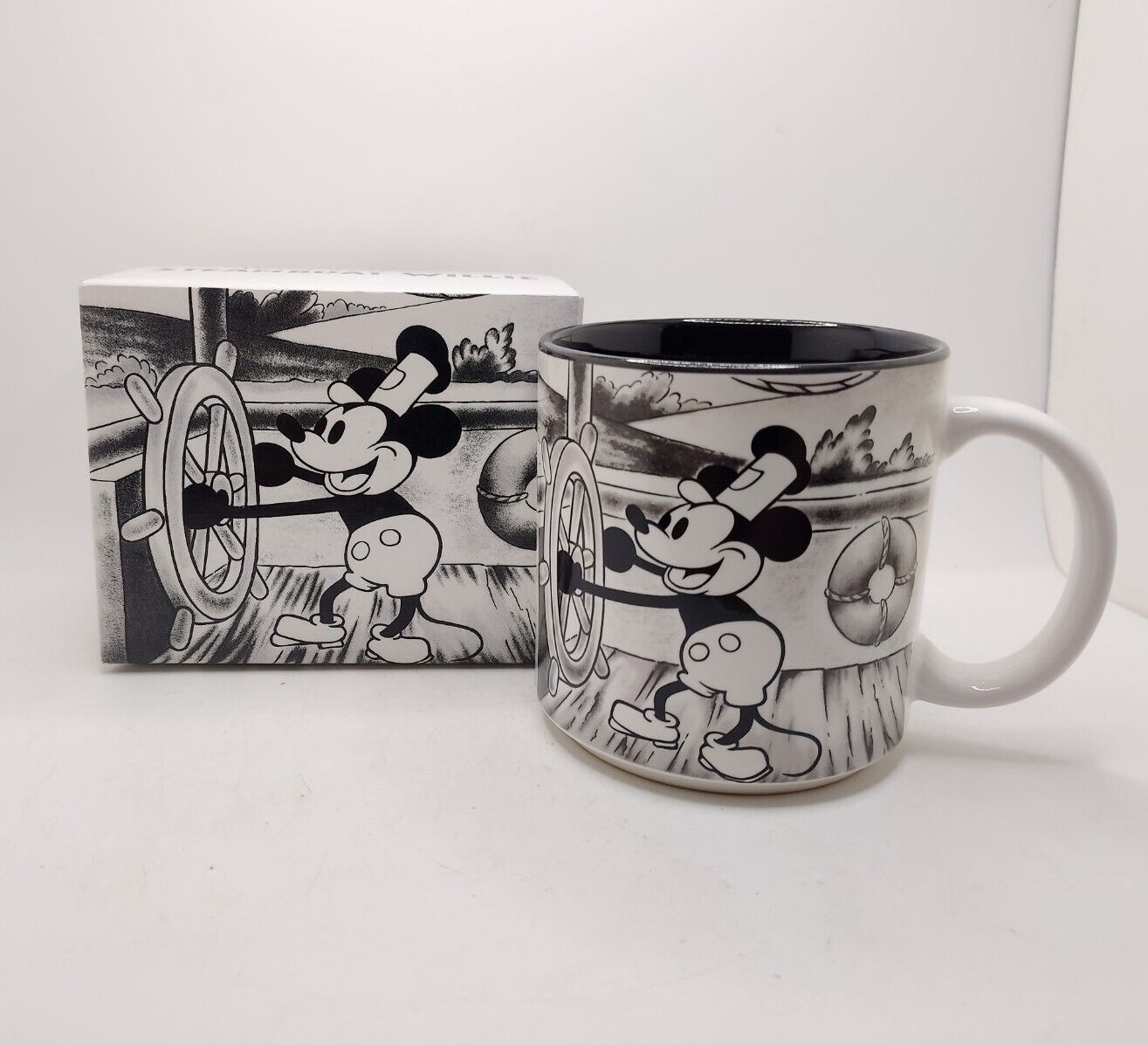 Vtg Disney Store Steamboat Willie Mickey Mouse Collectible Mug 1990s New In Box