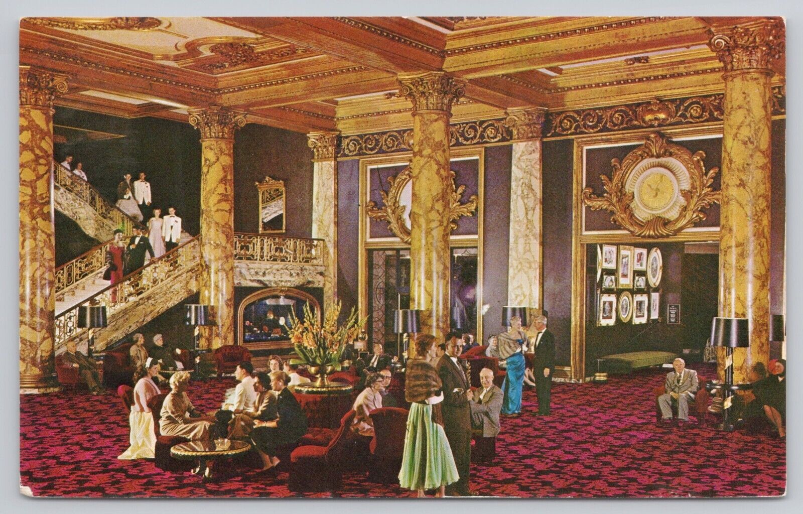 San Francisco California, Fairmont Hotel Lobby, Vintage Postcard
