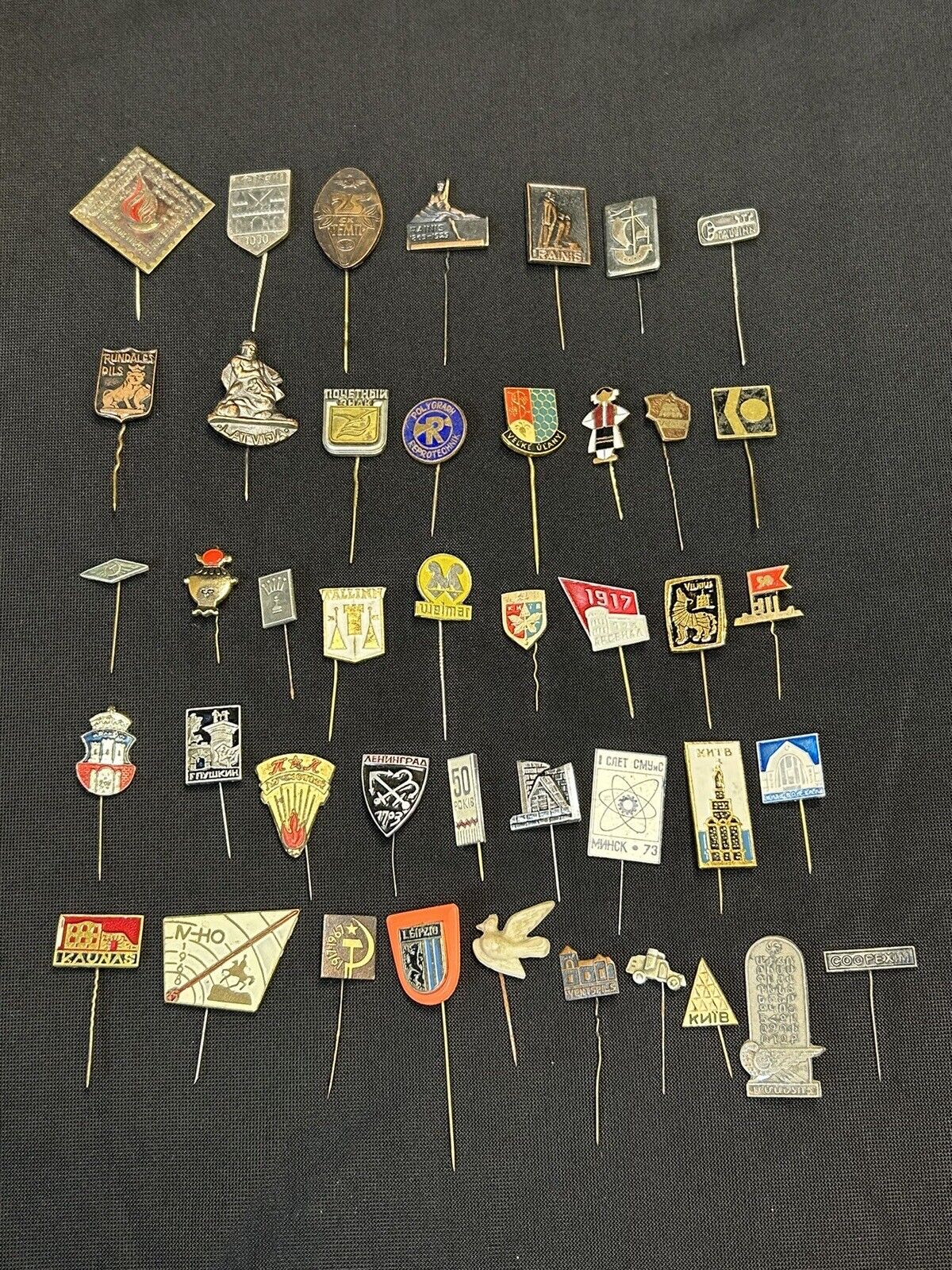 Soviet Union Lot Set of 43 City Town Badges Pin Place Monuments Travel Tourist A