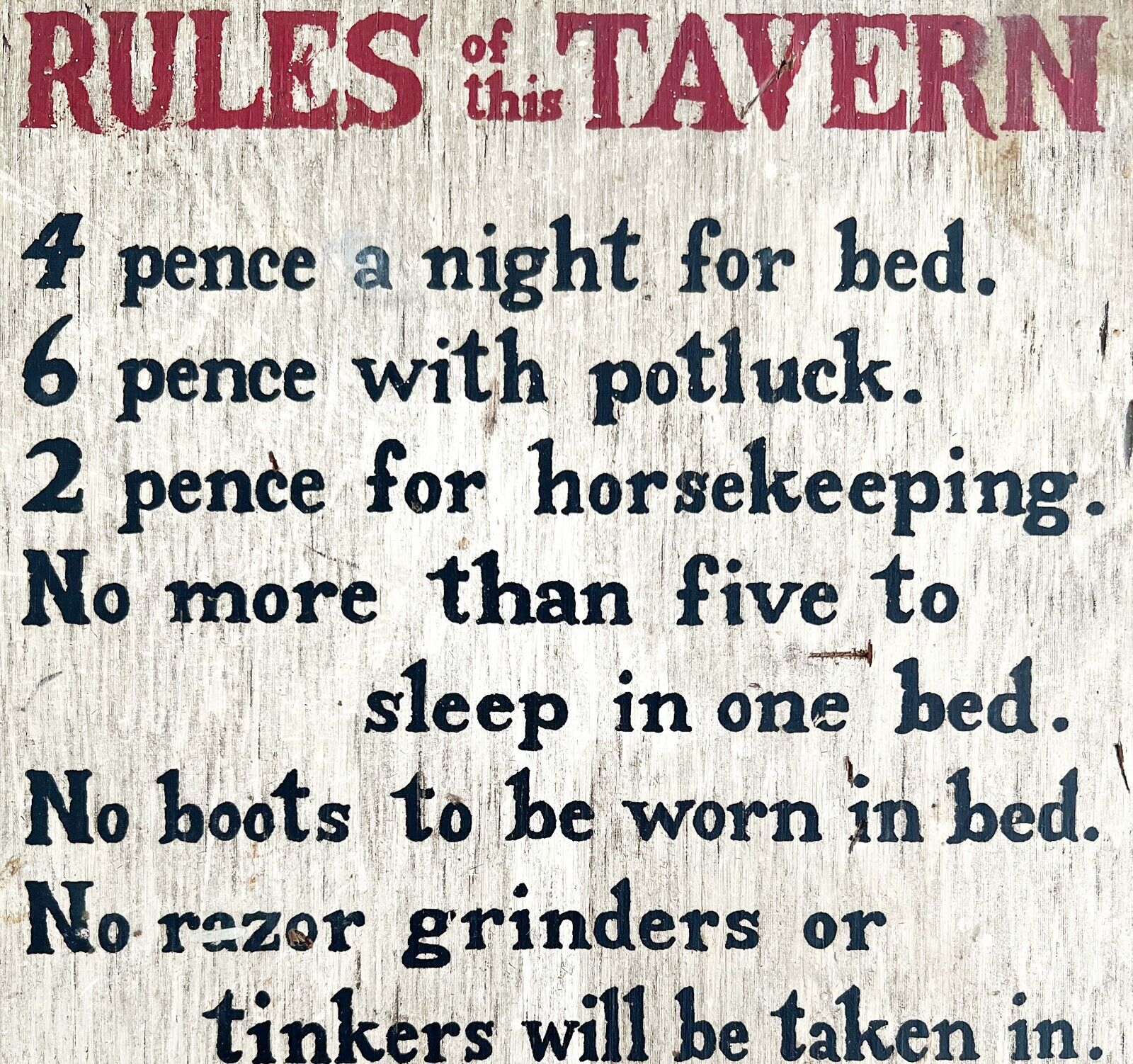 Rules Of The Tavern Sign 1960s Handmade Wood Pub Sign Yarmouth Maine Vintage SS
