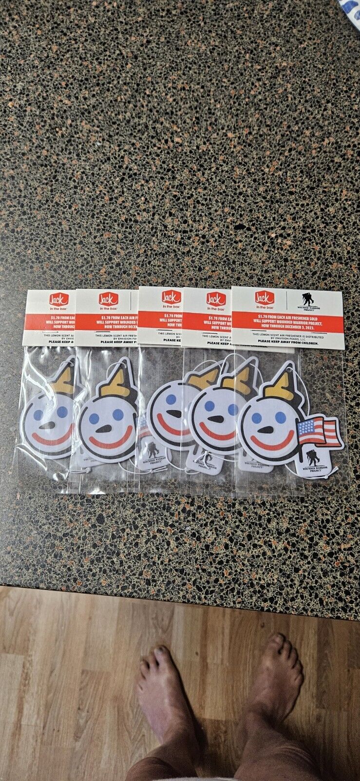 5 Jack in the Box Air Freshener - WOUNDED WARRIOR -Lemon Scent