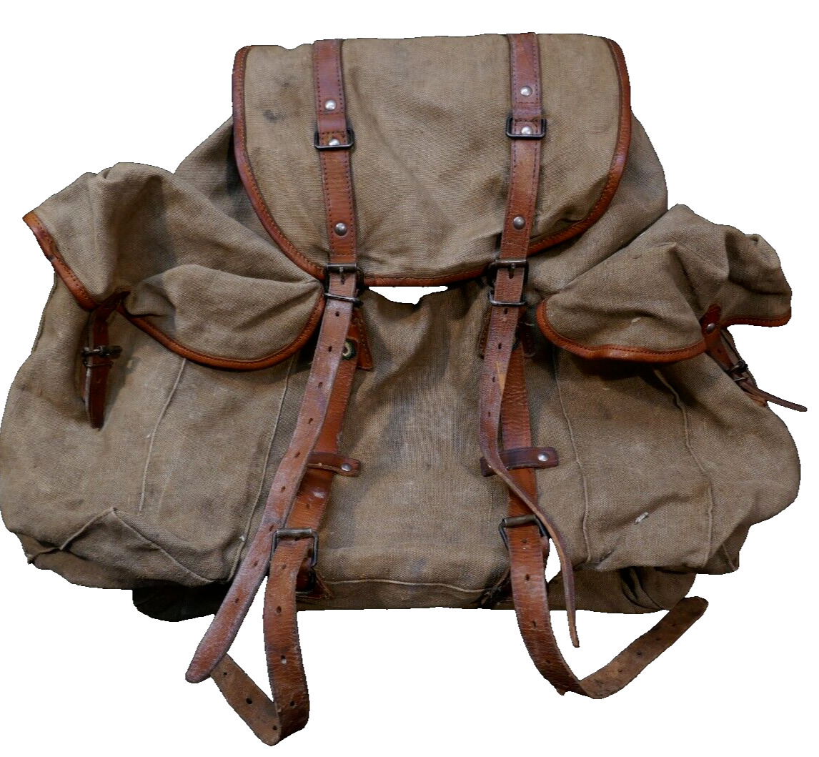 WWII French Army Combat Back Pack La Roche 1939 Original Rucksack Rare