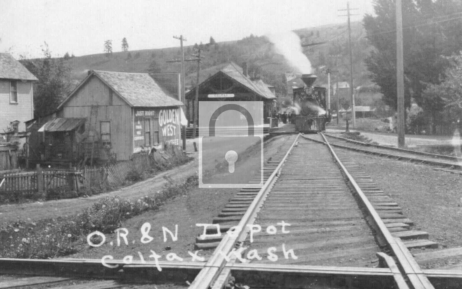 OR & N Railroad Train Station Depot Colfax Washington WA Reprint Postcard