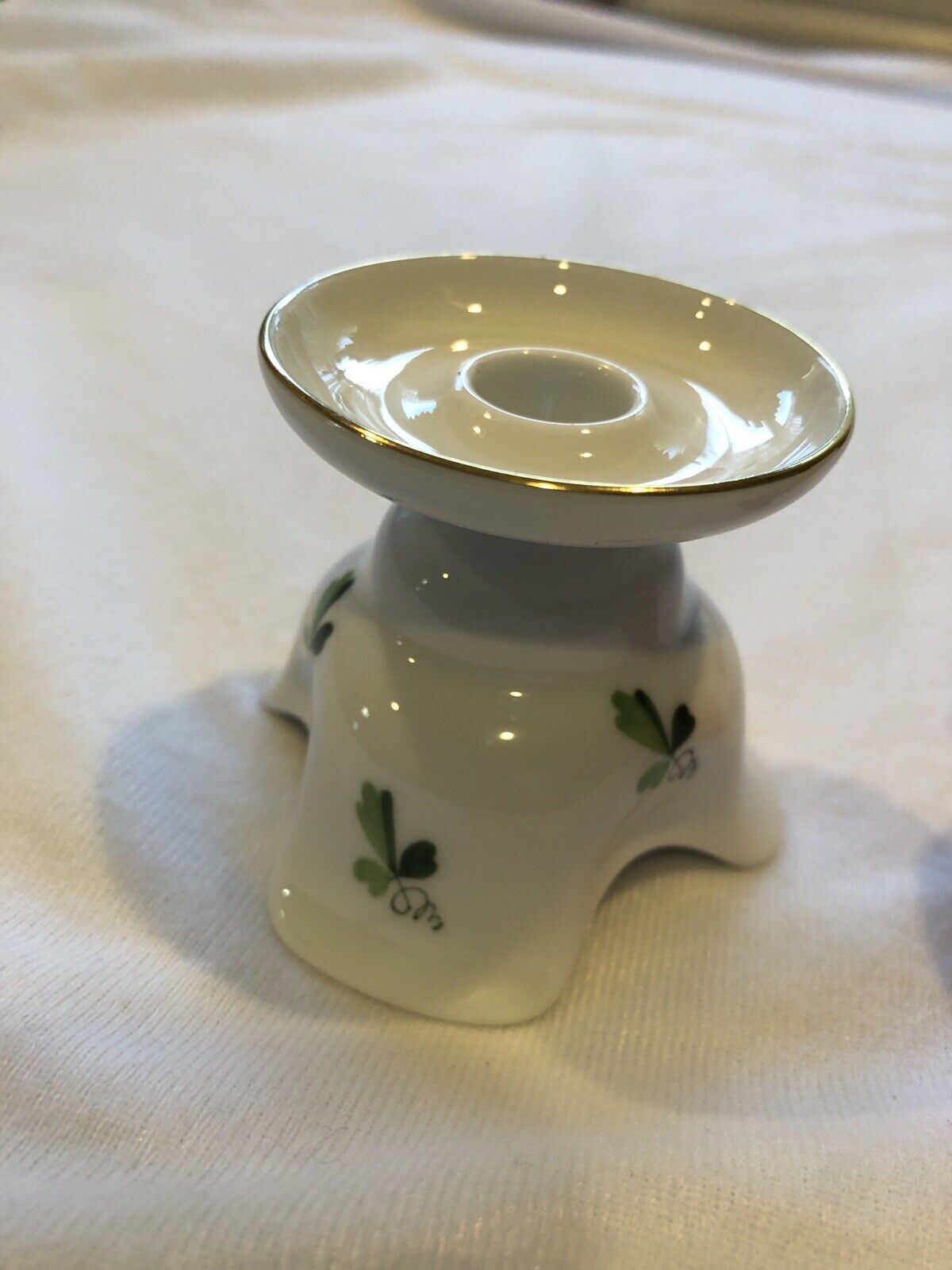 Vintage Augarten Vienna AUSTRIA Porcelain Candle Holder Clover Candlestick