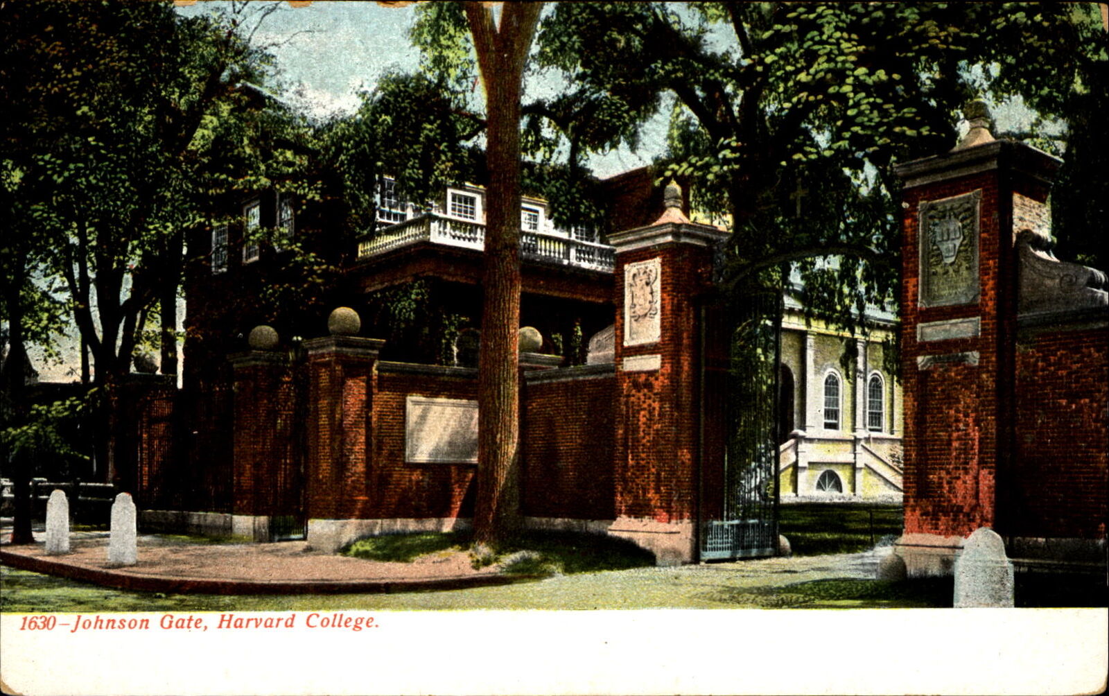 Johnson Gate ~ Harvard College ~ Cambridge Massachusetts MA ~ UDB postcard c1905