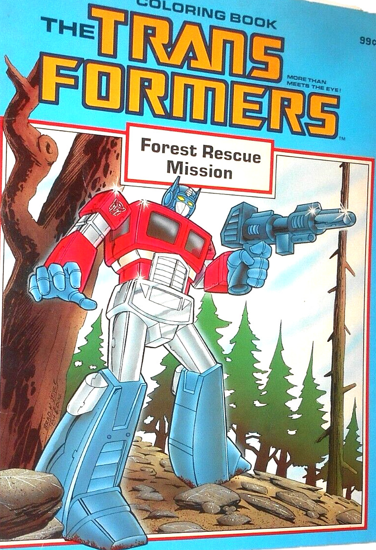 *** NEW UNUSED *** 1984 Transformers COLORING BOOK forest rescue mission marvel