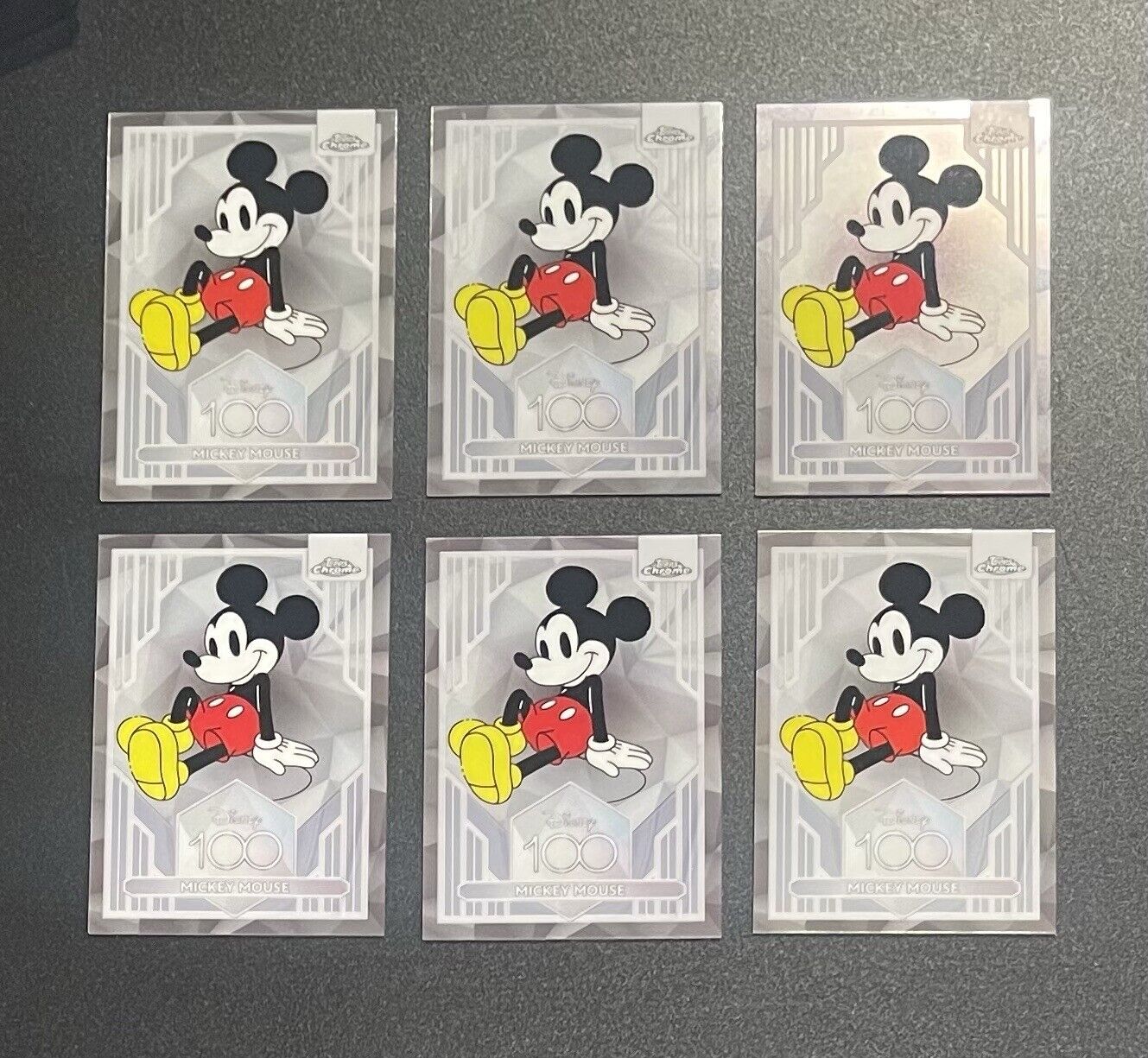 Lot(6) MICKEY MOUSE 2023 Topps Chrome Disney #1 100 Years of Wonder Base 2