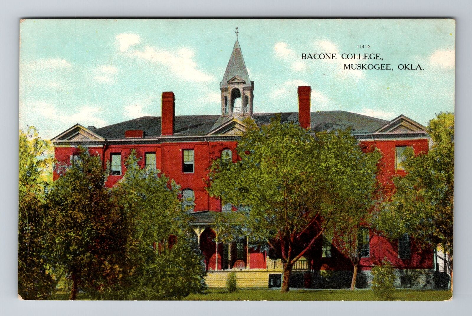 Muskogee OK-Oklahoma, Bacone College, Antique, Vintage Souvenir Postcard
