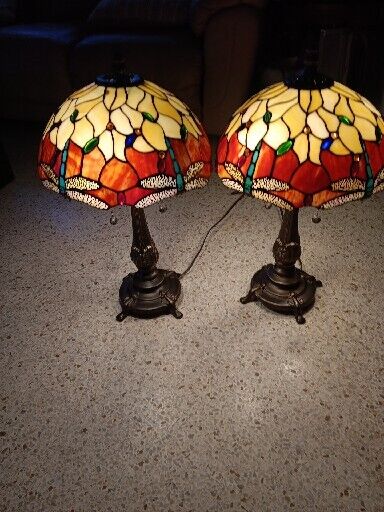 Dragonfly Table Lamps  2 Stained Glass Rare